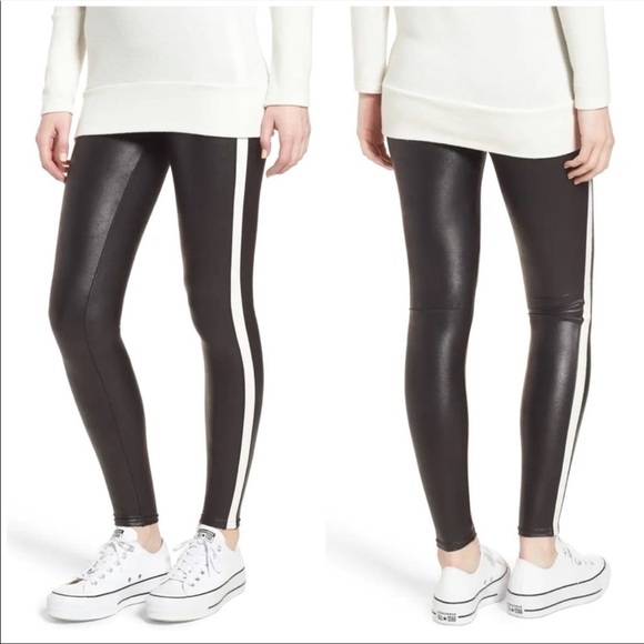 Spanx Side Stripe Faux Leather Leggings - Picture 3 of 8